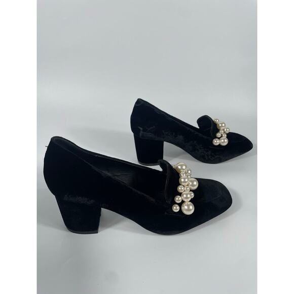 NWT Miista E8 Driel Velvet Chunky Block Heel Pumps Pearls Old Money Preppy 41 - Picture 7 of 14